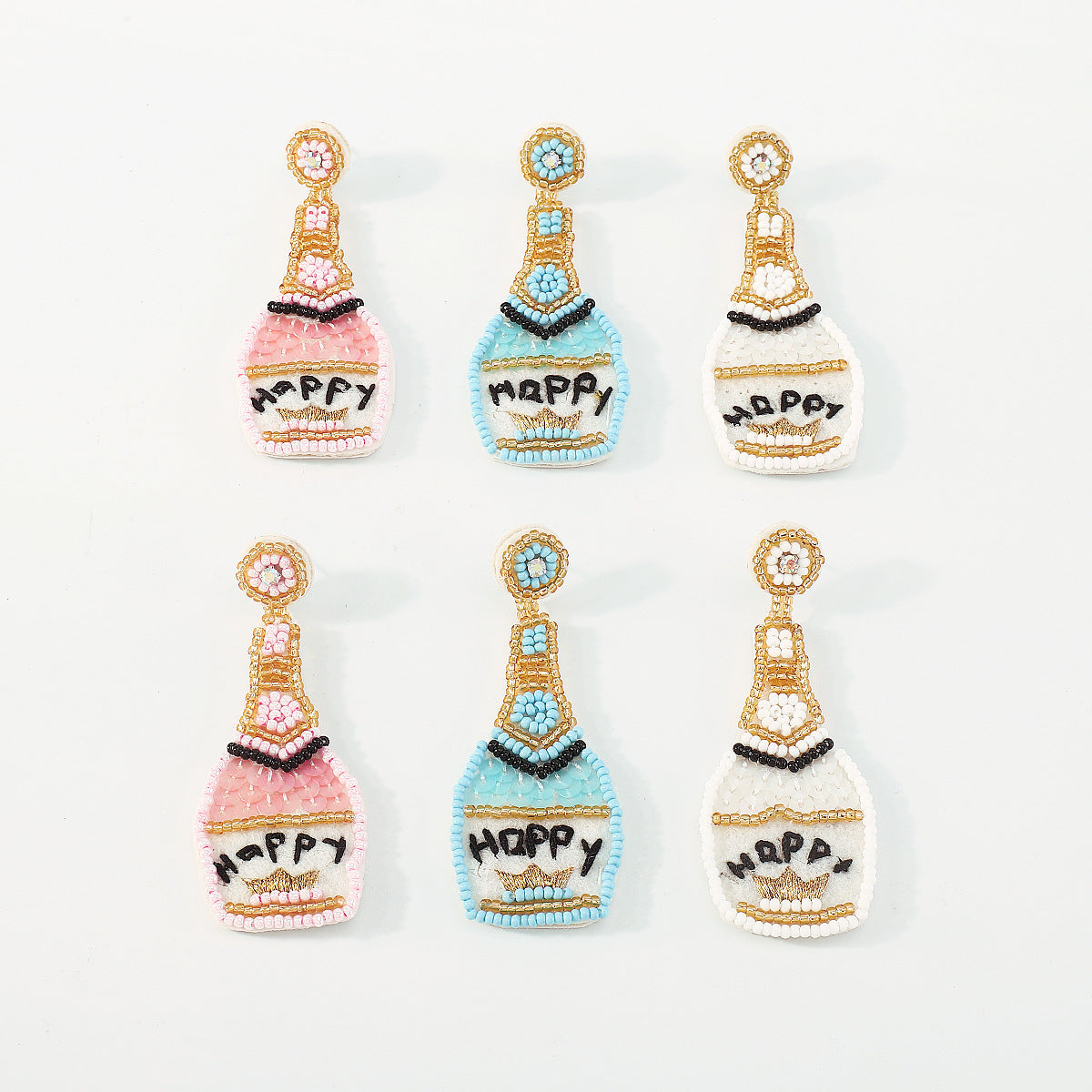 Wholesale Christmas Creative Whiskey Bottle Rice Beads Sequin Earrings